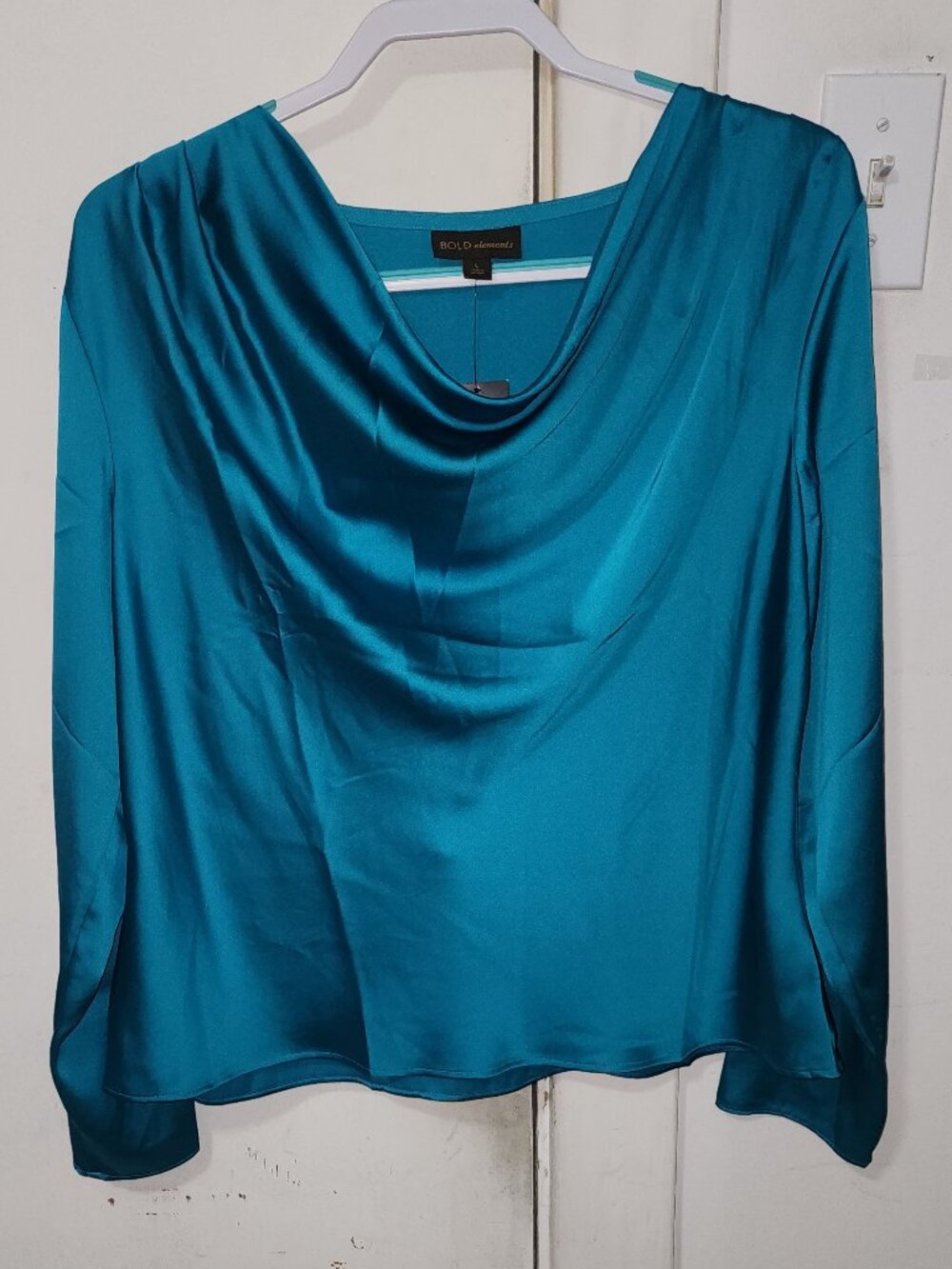 Bold Elements, Ladies Cowl Neck,  Dressy Top, Long Sleeves, Size L